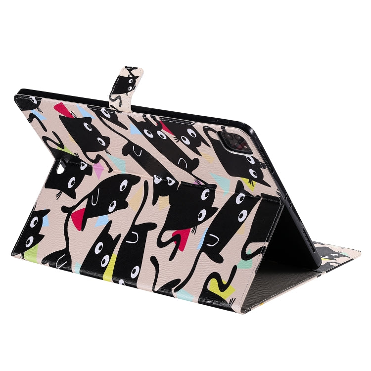 For iPad Pro 12.9 (2020) Colored Drawing Horizontal Flip Leather Tablet Case with Holder & Card Slot & Wallet(Kitty) - iPad Pro 12.9 (2020) Cases by buy2fix | Online Shopping UK | buy2fix
