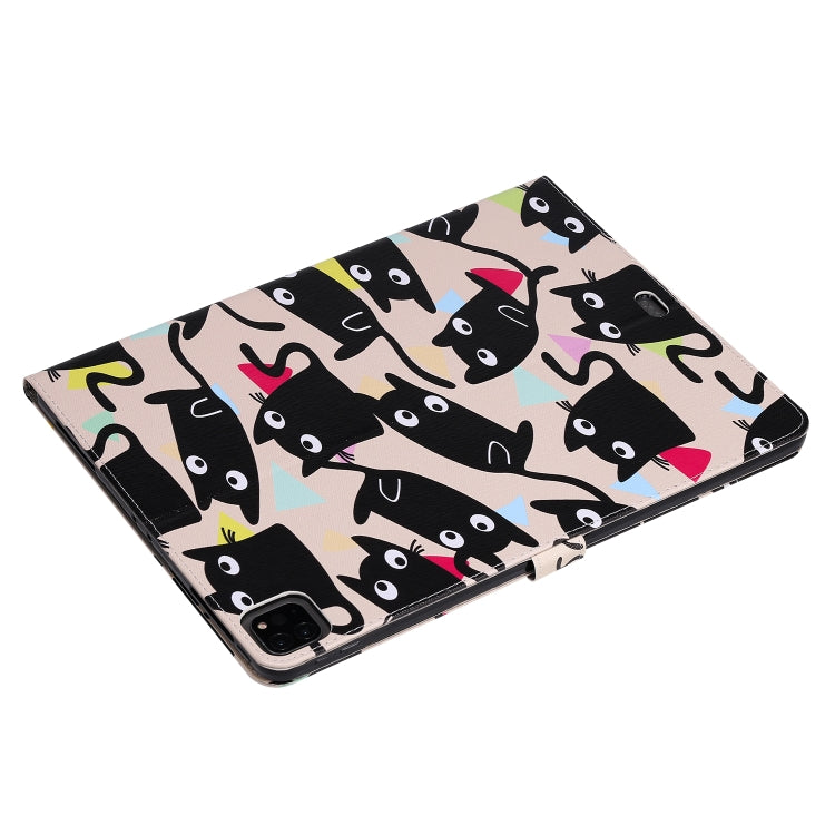 For iPad Pro 12.9 (2020) Colored Drawing Horizontal Flip Leather Tablet Case with Holder & Card Slot & Wallet(Kitty) - iPad Pro 12.9 (2020) Cases by buy2fix | Online Shopping UK | buy2fix