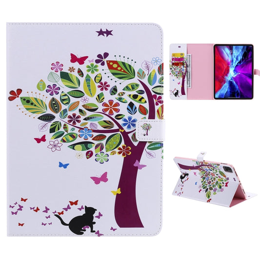 For iPad Pro 11 (2020) Colored Drawing Horizontal Flip Leather Tablet Case with Holder & Card Slot & Wallet(Cat and Tree) - iPad Pro 11 (2020) Cases by buy2fix | Online Shopping UK | buy2fix
