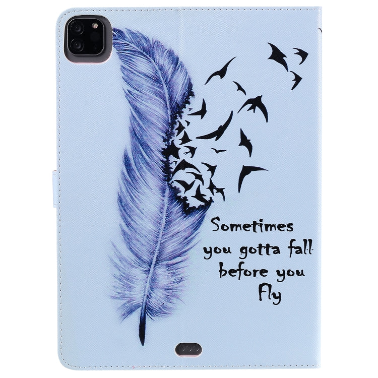 For iPad Pro 11 (2020) Colored Drawing Horizontal Flip Leather Tablet Case with Holder & Card Slot & Wallet(Feather) - iPad Pro 11 (2020) Cases by buy2fix | Online Shopping UK | buy2fix