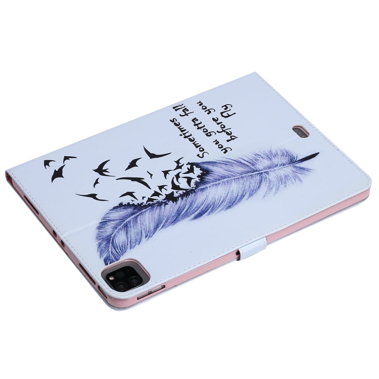 For iPad Pro 11 (2020) Colored Drawing Horizontal Flip Leather Tablet Case with Holder & Card Slot & Wallet(Feather) - iPad Pro 11 (2020) Cases by buy2fix | Online Shopping UK | buy2fix