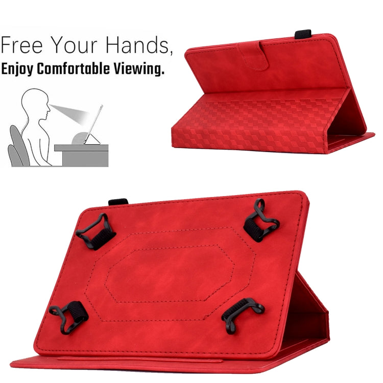 For 7.0 inch Universal Tablet Rhombus Embossed Leather Case(Red) - 7 inch by buy2fix | Online Shopping UK | buy2fix