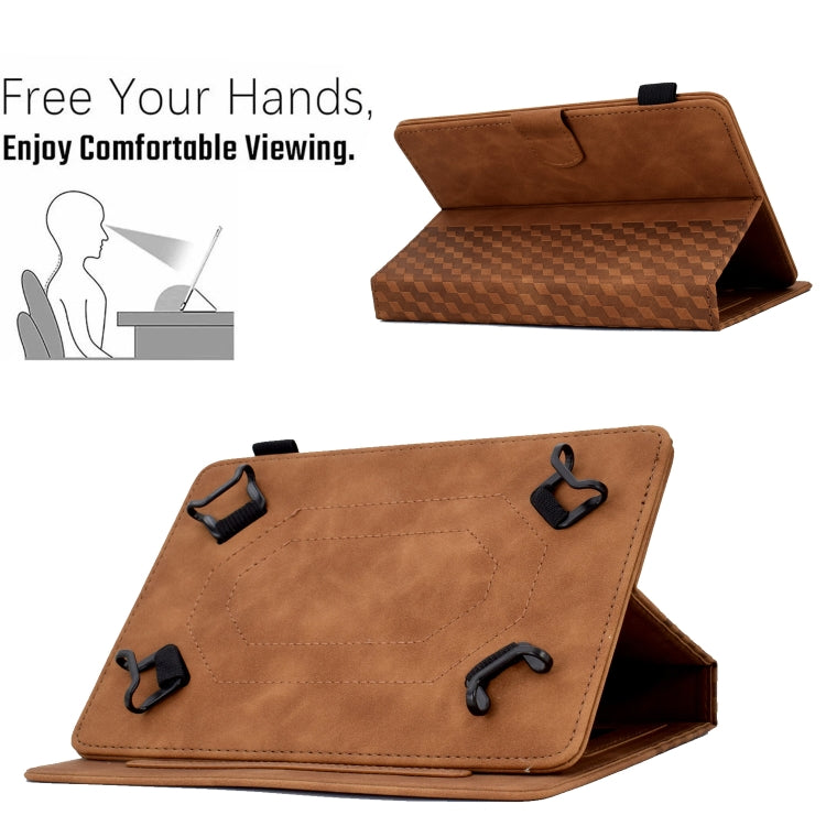 For 7.0 inch Universal Tablet Rhombus Embossed Leather Case(Brown) - 7 inch by buy2fix | Online Shopping UK | buy2fix