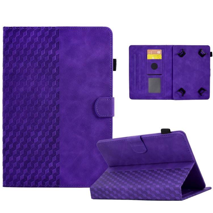 For 8.0 inch Universal Tablet Rhombus Embossed Leather Case(Purple) - 8 inch by buy2fix | Online Shopping UK | buy2fix