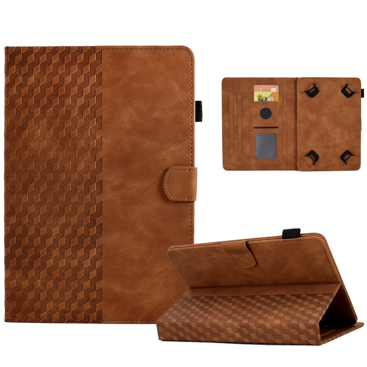 For 8.0 inch Universal Tablet Rhombus Embossed Leather Case(Brown) - 8 inch by buy2fix | Online Shopping UK | buy2fix