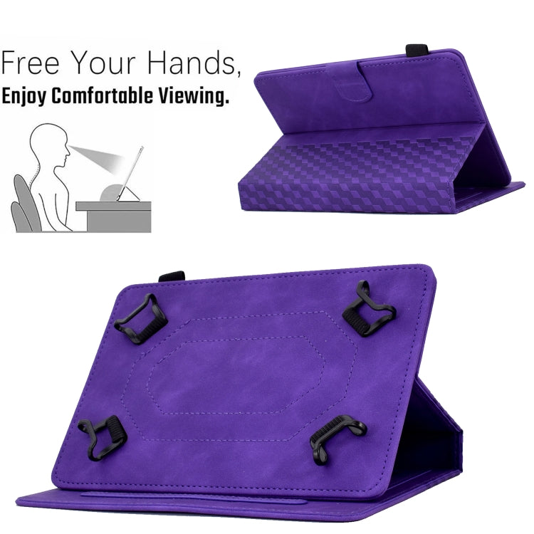 For 10.0 inch Universal Tablet Rhombus Embossed Leather Case(Purple) - 10 - 11 inch by buy2fix | Online Shopping UK | buy2fix