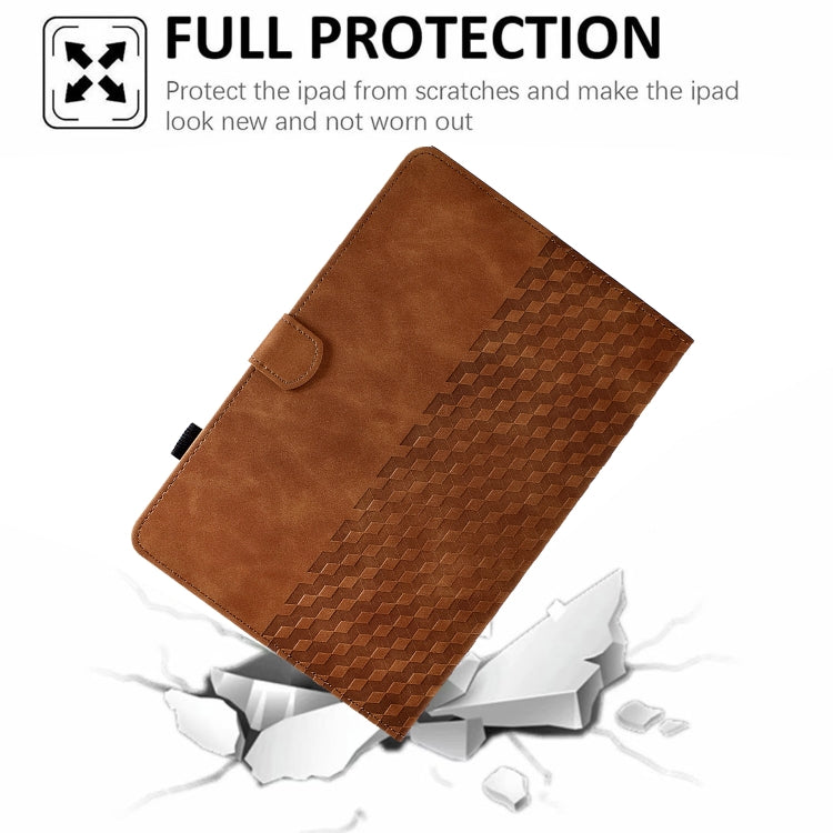 For 10.0 inch Universal Tablet Rhombus Embossed Leather Case(Brown) - 10 - 11 inch by buy2fix | Online Shopping UK | buy2fix