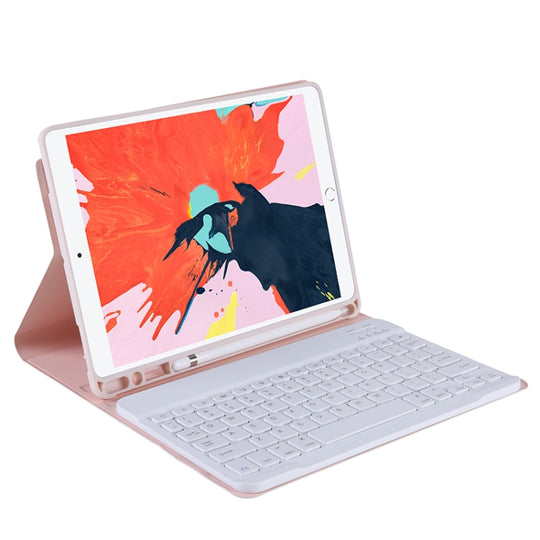 T11B 2020 For iPad Air 4 / Air 5 / Pro 11 inch 2022 / 2021 / 2020 / 2018 TPU Candy Color Ultra-thin Bluetooth Keyboard Tablet Case with Stand & Pen Slot(Pink)