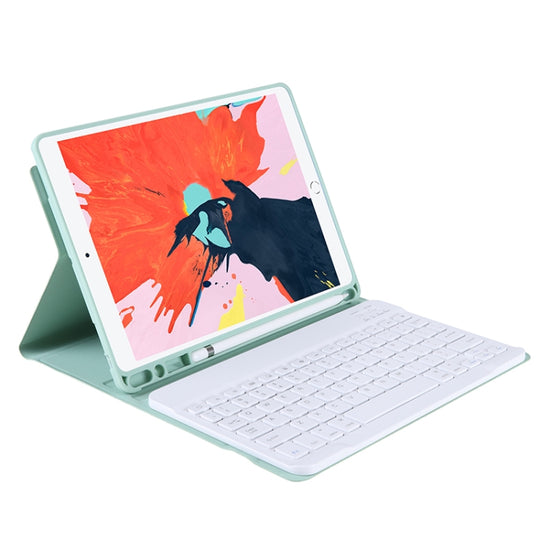 T11B 2020 For iPad Air 4 / Air 5 / Pro 11 inch 2022 / 2021 / 2020 / 2018 TPU Candy Color Ultra-thin Bluetooth Keyboard Tablet Case with Stand & Pen Slot(Light Green)