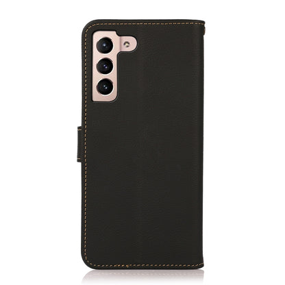 For Samsung Galaxy A24 4G KHAZNEH Custer Genuine Leather RFID Phone Case(Black) - Galaxy Phone Cases by buy2fix | Online Shopping UK | buy2fix