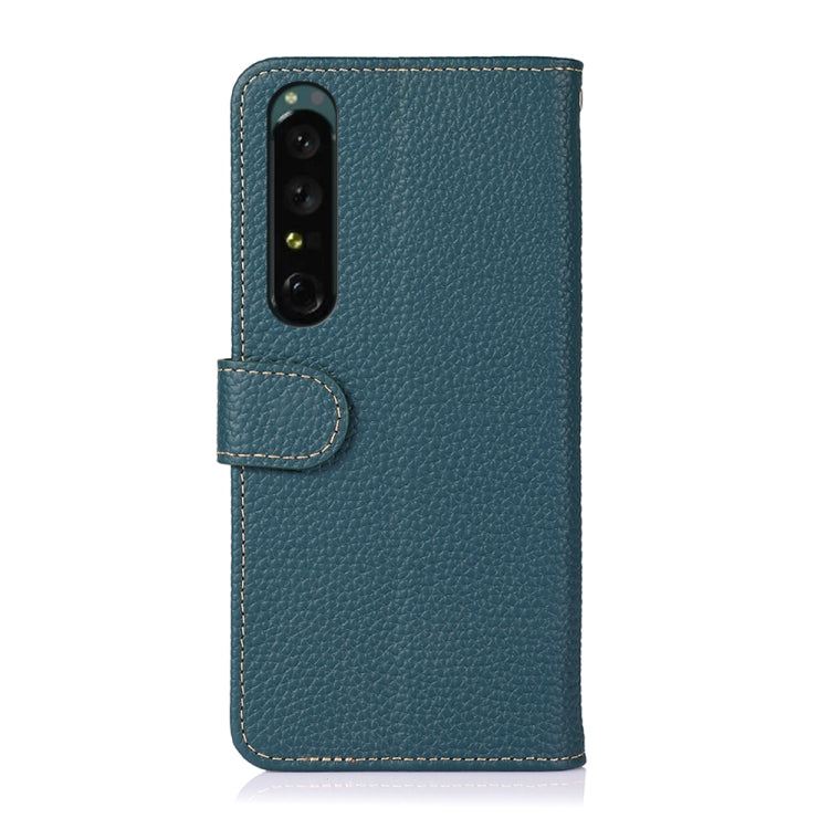 For Sony Xperia 1 IV KHAZNEH Litchi Genuine Leather Phone Case(Green) - Sony Cases by buy2fix | Online Shopping UK | buy2fix