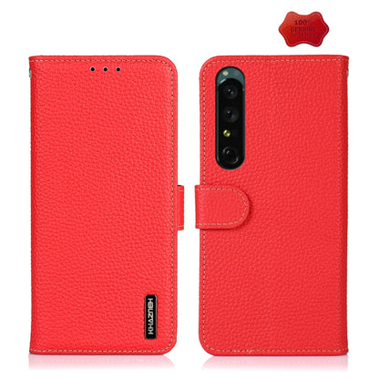 For Sony Xperia 1 IV KHAZNEH Litchi Genuine Leather Phone Case(Red) - Sony Cases by buy2fix | Online Shopping UK | buy2fix