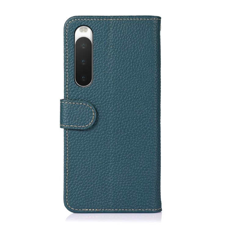 For Sony Xperia 10 IV KHAZNEH Litchi Genuine Leather Phone Case(Green) - Sony Cases by buy2fix | Online Shopping UK | buy2fix