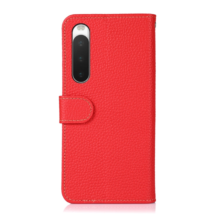 For Sony Xperia 10 IV KHAZNEH Litchi Genuine Leather Phone Case(Red) - Sony Cases by buy2fix | Online Shopping UK | buy2fix