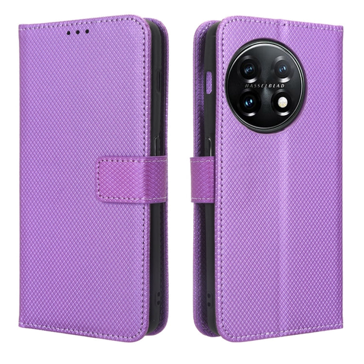 For OnePlus 11 5G Diamond Texture Leather Phone Case(Purple) - OnePlus Cases by buy2fix | Online Shopping UK | buy2fix