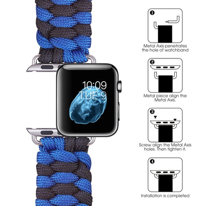 Paracord Plain Weave Hook And Loop Fastener Nylon Watch Band For Apple Watch Ultra 49mm&Watch Ultra 2 49mm / Series 9&8&7 45mm / SE 3&SE 2&6&SE&5&4 44mm / 3&2&1 42mm(Blue) - Watch Bands by buy2fix | Online Shopping UK | buy2fix