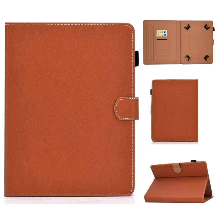 For 7 inch Solid Color Tablet PC Universal Magnetic Horizontal Flip Leather Case with Card Slots & Holder(Brown) - 7 inch by buy2fix | Online Shopping UK | buy2fix