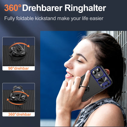 For iPhone 14 Plus Sliding Camshield Armor Phone Case with Ring Holder(Blue Black) by buy2fix