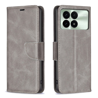 For Xiaomi Redmi K70 / K70 Pro Lambskin Texture Pure Color Flip Leather Phone Case(Grey) - K70 Pro Cases by buy2fix | Online Shopping UK | buy2fix