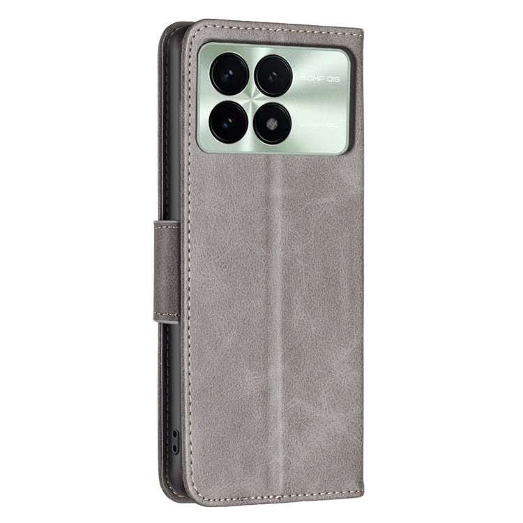 For Xiaomi Redmi K70 / K70 Pro Lambskin Texture Pure Color Flip Leather Phone Case(Grey) - K70 Pro Cases by buy2fix | Online Shopping UK | buy2fix