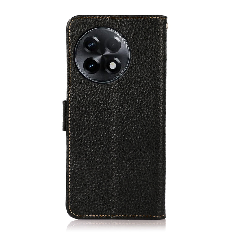 For OnePlus Ace 2 5G KHAZNEH Side-Magnetic Litchi Genuine Leather RFID Phone Case(Black) - OnePlus Cases by buy2fix | Online Shopping UK | buy2fix