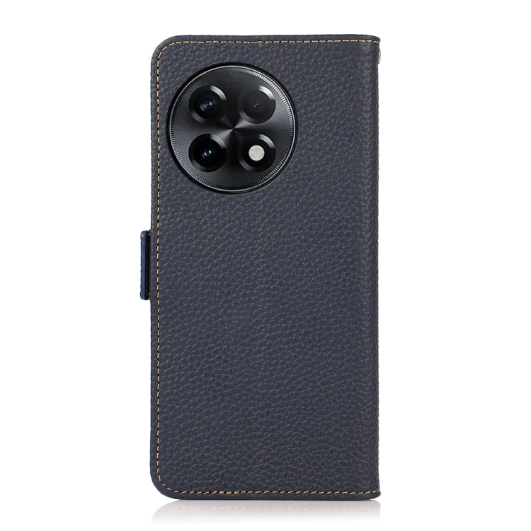 For OnePlus Ace 2 5G KHAZNEH Side-Magnetic Litchi Genuine Leather RFID Phone Case(Blue) - OnePlus Cases by buy2fix | Online Shopping UK | buy2fix