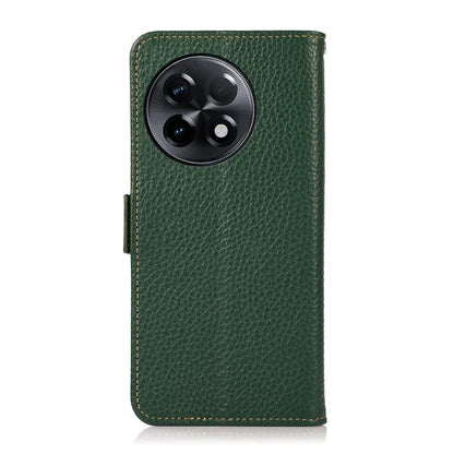 For OnePlus Ace 2 5G KHAZNEH Side-Magnetic Litchi Genuine Leather RFID Phone Case(Green) - OnePlus Cases by buy2fix | Online Shopping UK | buy2fix