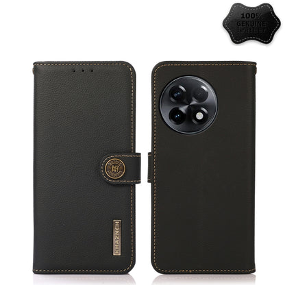 For OnePlus Ace 2 5G KHAZNEH Custer Texture RFID Genuine Leather Phone Case(Black) - OnePlus Cases by buy2fix | Online Shopping UK | buy2fix