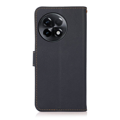 For OnePlus Ace 2 5G KHAZNEH Custer Texture RFID Genuine Leather Phone Case(Blue) - OnePlus Cases by buy2fix | Online Shopping UK | buy2fix