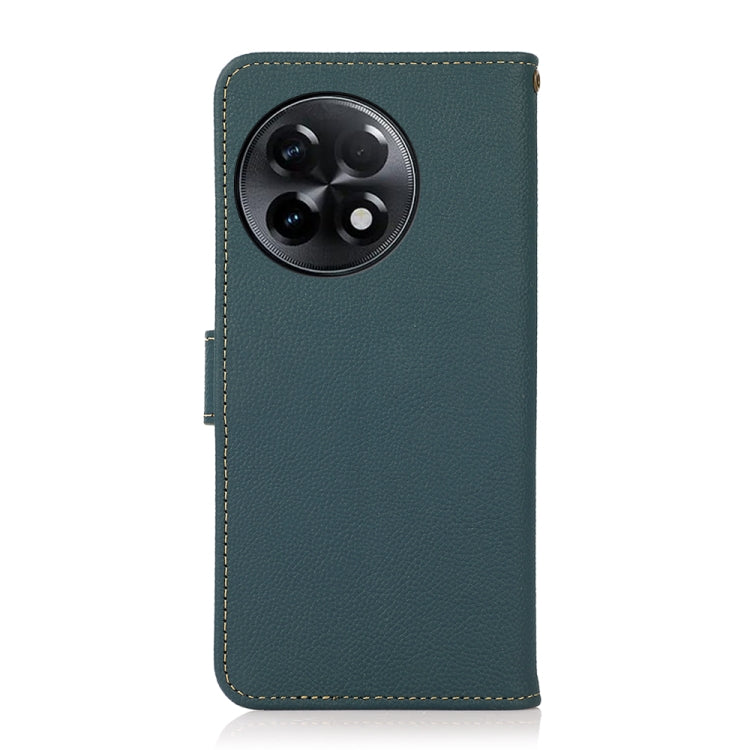 For OnePlus Ace 2 5G KHAZNEH Custer Texture RFID Genuine Leather Phone Case(Green) - OnePlus Cases by buy2fix | Online Shopping UK | buy2fix