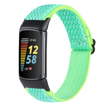 For Fitbit Charge 5 Buckle Wave Braided Nylon Watch Band(Mint Green) - Watch Bands by buy2fix | Online Shopping UK | buy2fix