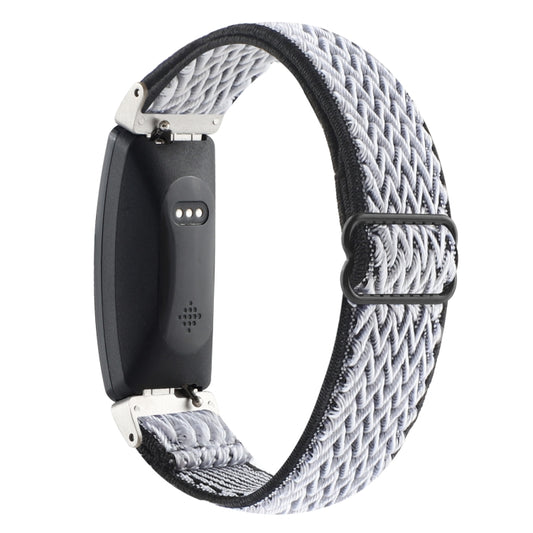For Fitbit Inspire Buckle Wave Braided Nylon Watch Band(White Black) by buy2fix