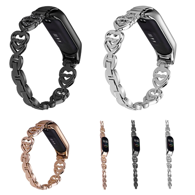 For Xiaomi Mi Band 6 / 5 Universal Diamond Metal Watch Band(Black) - Watch Bands by buy2fix | Online Shopping UK | buy2fix