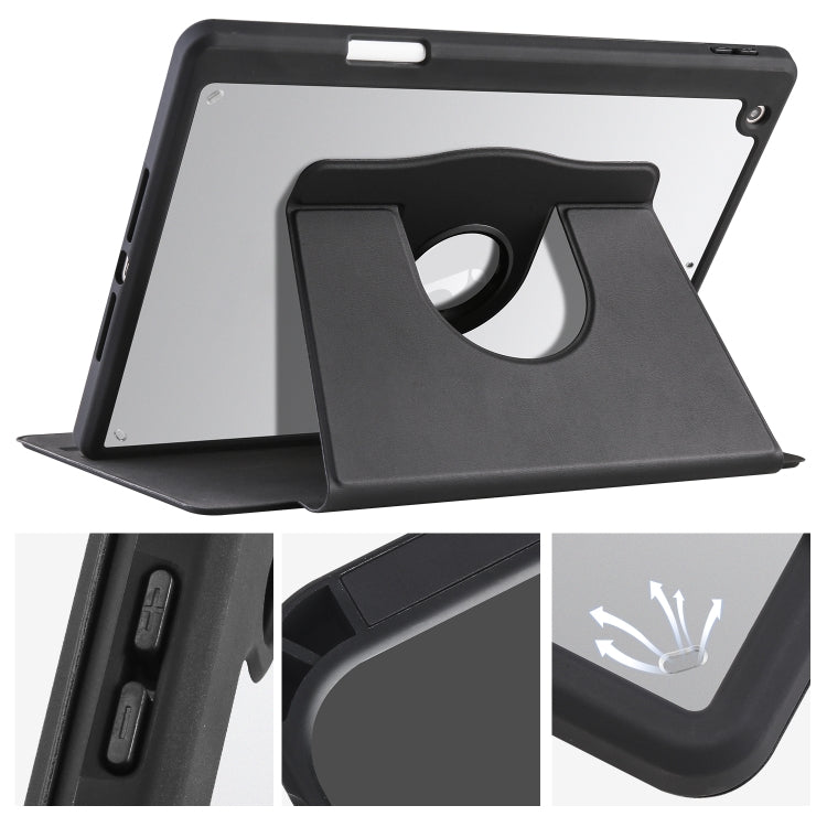 For iPad 10.2 2022 / 2021 / 2020 / 2019 Acrylic 360 Degree Rotation Holder Tablet Leather Case(Black) - iPad 10.2 Cases by buy2fix | Online Shopping UK | buy2fix