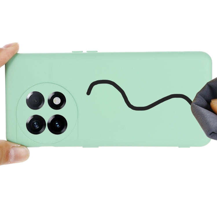 For OnePlus 11 Pure Color Liquid Silicone Shockproof Full Coverage Phone Case(Green) by buy2fix