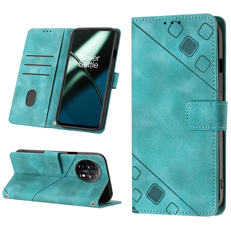 For OnePlus 11 Skin-feel Embossed Leather Phone Case(Green) by buy2fix