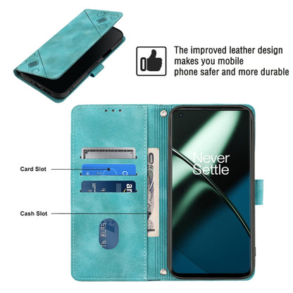 For OnePlus 11 Skin-feel Embossed Leather Phone Case(Green) by buy2fix