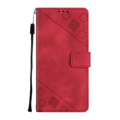 For OnePlus 11 Skin-feel Embossed Leather Phone Case(Red) by buy2fix