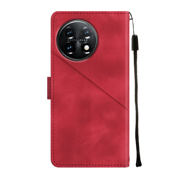 For OnePlus 11 Skin-feel Embossed Leather Phone Case(Red) by buy2fix