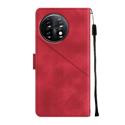 For OnePlus 11 Skin-feel Embossed Leather Phone Case(Red) by buy2fix