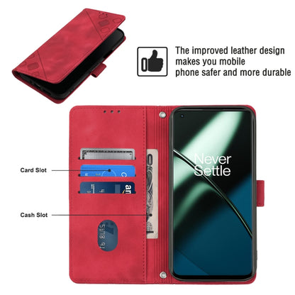 For OnePlus 11 Skin-feel Embossed Leather Phone Case(Red) by buy2fix
