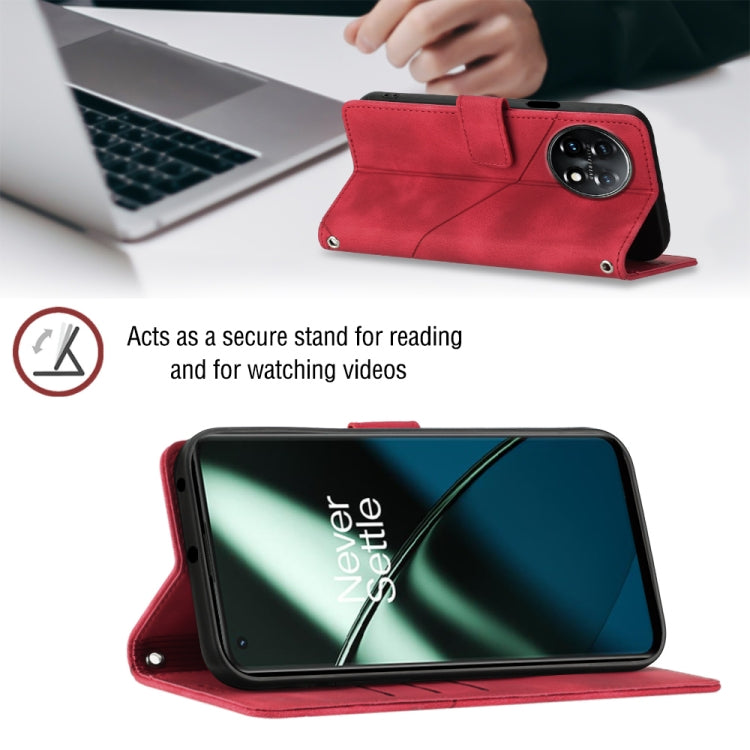 For OnePlus 11 Skin-feel Embossed Leather Phone Case(Red) by buy2fix