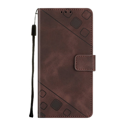 For OnePlus 11 Skin-feel Embossed Leather Phone Case(Brown) by buy2fix