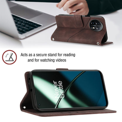 For OnePlus 11 Skin-feel Embossed Leather Phone Case(Brown) by buy2fix