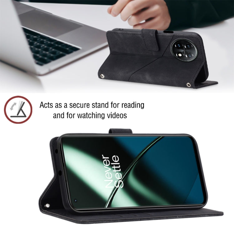 For OnePlus 11 Skin-feel Embossed Leather Phone Case(Black) by buy2fix