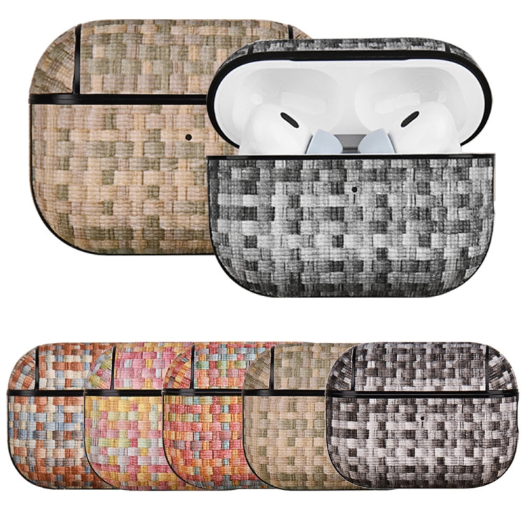 For AirPods Pro 2 PC Woven Leather Skin Earphone Case(Gray) - For AirPods Pro 2 by buy2fix | Online Shopping UK | buy2fix