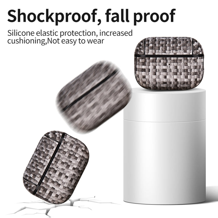 For AirPods Pro 2 PC Woven Leather Skin Earphone Case(Gray) - For AirPods Pro 2 by buy2fix | Online Shopping UK | buy2fix