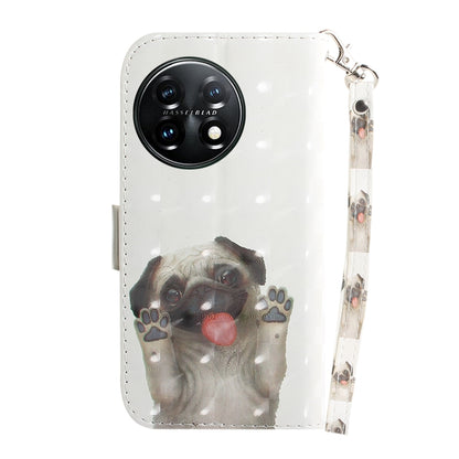 For OnePlus 11 3D Colored Horizontal Flip Leather Phone Case(Pug) by buy2fix