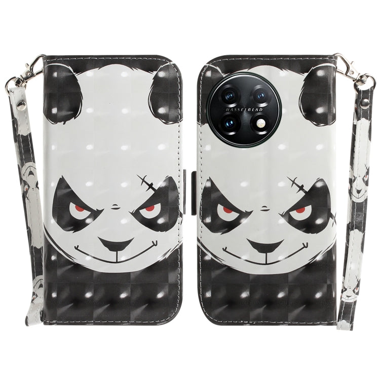 For OnePlus 11 3D Colored Horizontal Flip Leather Phone Case(Angry Bear) by buy2fix