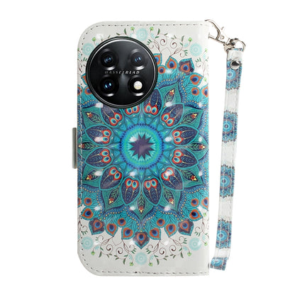 For OnePlus 11 3D Colored Horizontal Flip Leather Phone Case(Peacock Wreath) by buy2fix